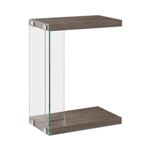 this table is balanced with a dark top and base. Featuring a sideways U-shaped silhouette