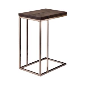 this sleek snack table emits an aura of rustic charm. Add depth to any space with the richness of the chestnut top