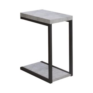 this sleek snack table is full of industrial details. Dark and flat