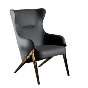 A glorious accent chair makes a magnificent display in your living space. The beautiful wingback design adds a hint of drama where you need it the most. Smooth and sleek leatherette material makes it a comfortable seating option. Sloped armrests add to its elegant design. This piece is supported on bold A-shaped leg frames.