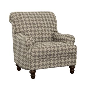 padded seat creates a comfortable space to enjoy hours of casual lounging. This grey chair boasts a charming houndstooth pattern all over for a charming accent to any room.