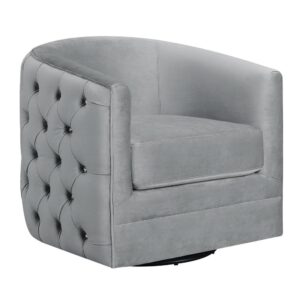stunning shape of this accent arm chair. Dress up a living room with the soft silver upholstery