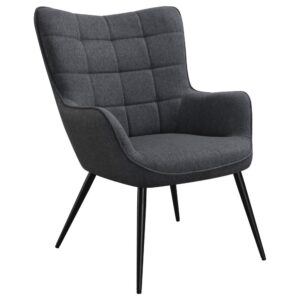 softly flared arms further lend to the retro look too. The relaxing seat is wrapped in a soft woven fabric