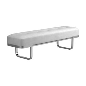 modern bench.Elegant button tufting adds glamour and dimension to this seriously stylish piece.The sleek