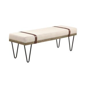 this bench marries a variety of design elements to make a statement. Classic colors