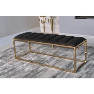 Add serious style to any living space with this stunning metal bench. Crafted with a crisp
