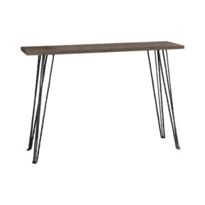 this console concrete table is sleek and clean. Constructed of wood
