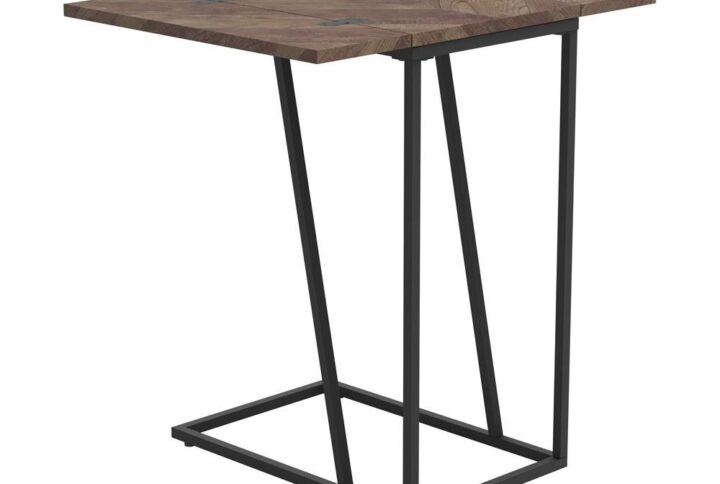 Draw upon the rustic and the modern for this accent table. Rustic elements present themselves in the wood finish on the tabletops. The metal legs and base show the industrial contribution to this piece. Capture the essence of rustic industrial style in this table. Available in different colors and finishes to suit your space.