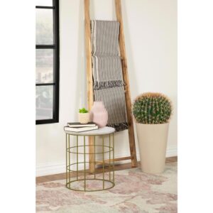 airy aesthetic to this modern accent table. Designed with a round drum shape