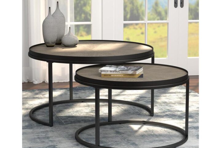 These nesting tables could be the perfect addition to your rustic space. Weathered elm tabletops bring out a simple look that evokes relaxation. A black finish dresses up the metal frame. The metal elements contribute an industrial feel. Tables can be used in modern and industrial spaces.
