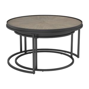 These nesting tables could be the perfect addition to your rustic space. Weathered elm tabletops bring out a simple look that evokes relaxation. A black finish dresses up the metal frame. The metal elements contribute an industrial feel. Tables can be used in modern and industrial spaces.