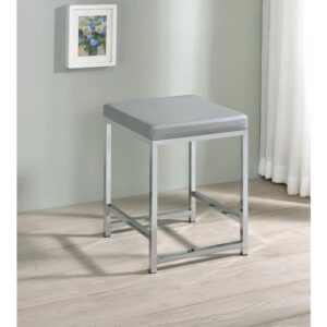 Rest comfortably in this chic contemporary vanity stool as you apply makeup or prepare for the day. Featuring a square shape design and a densely padded