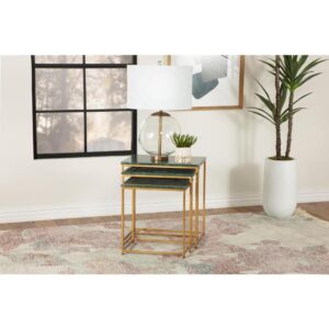 This elegant trio of nesting tables offers up a refined sophistication and durability with its classic marble tops and iron bases. Each of these three nesting tables slide beneath the other