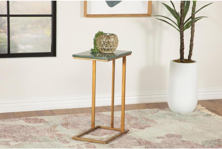 Keep a drink or snack close by as you watch a favorite TV series. This contemporary accent table offers a spacious surface area for mugs