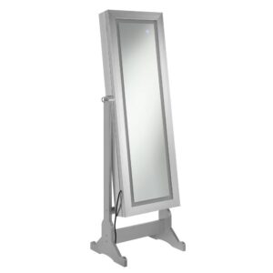 the frame features a metallic silver finish. Supportive and intriguing