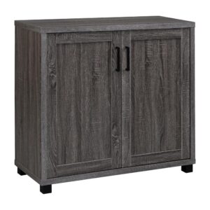 this rustic accent cabinet lends a striking modern flair to its country-inspired aesthetic. Place this chic accent cabinet in a modern farmhouse home for extra storage space or to create a coffee station. Supported by steel legs