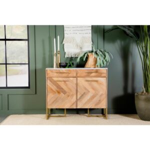 Lean on a natural look to infuse beauty and comfort to a modern or transitional living space with this casual yet elegant accent cabinet. Perfect for compact locations