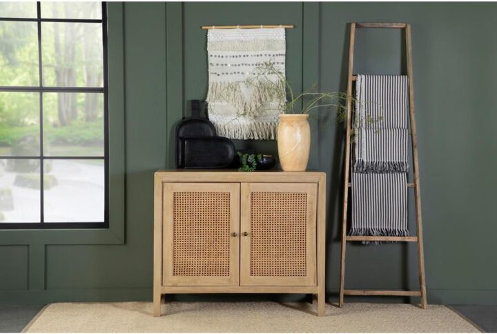 Place this transitional accent cabinet in a space to store and organize all your essentials