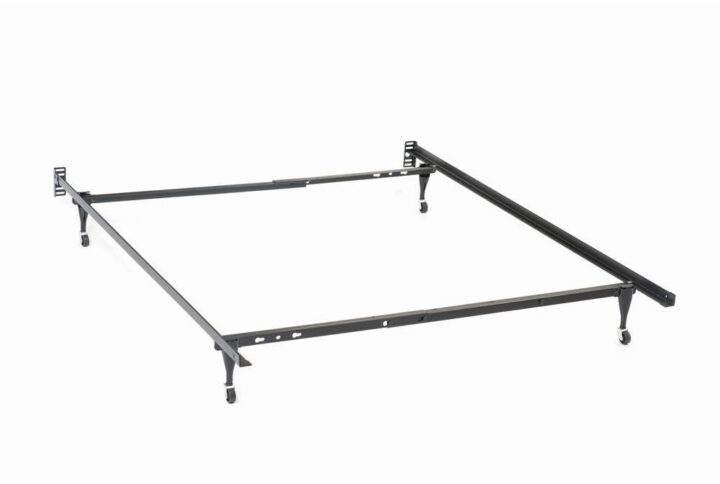 Set up the perfect foundation for a bed ensemble. This bed frame offers structural integrity and a solid design. A two-inch center beam shores up support for any mattress. With six legs on rollers