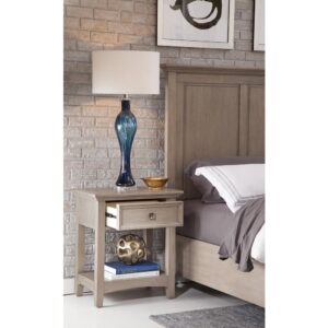 perfect for updating your home.  The Quebec One Drawer nightstand features roller bearing side guides and finished drawer interiors to protect even your most delicate items.  Sturdily constructed using hardwood solids and oak veneers.