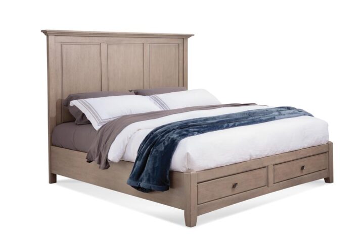 The casual yet contemporary Quebec Bedroom Collection features a soft driftwood finish