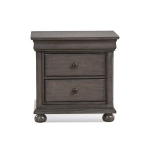 make the Hyde park bedroom collection perfect for any décor style. The Hyde Park nightstand features 2 drawers to keep your nighttime items close. The drawers are constructed using center mounted full extension drawer glides with built in stops for safety