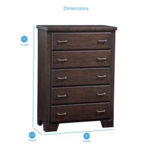 an array of smart design details create this dresser's standout style. The metal pipe drawer pulls add an accent to each paneled drawer.