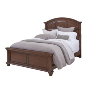 The Sedona Bedroom Collection is trending for a look that is rustic yet refined.  The distressed antique cinnamon cherry finish with rub through and detailed molding creates a sense of vintage charm in an up to date style.  You will rest easy in the Sedona King Bed against the backdrop of the beautiful arched headboard featuring a multi-paneled design.  Design details include thick crown molding and square