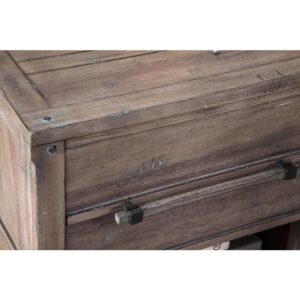 roller bearing side guides and finished drawer interiors to protect even your most important items.  Top drawer features a felt bottom.  This transitional design features elongated wood pulls with a metal bracket accent on Asian hardwoods and veneers that highlight the beauty of the wood grain.