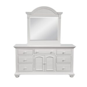 Bring instant charm and warmth to your bedroom with Cottage Traditions’ Triple Dresser and Mirror from American Woodcrafters. The triple dresser