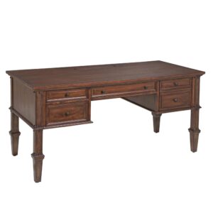 The Sedona Storage Desk is trending for a look that is rustic yet refined.  The distressed cinnamon cherry finish with rub through and detailed molding creates a sense of vintage charm in an up to date style.  Sturdily crafted of kiln-dried hard wood solids with mango veneers and drawers with English dovetail joinery and full extension ball bearing metal side guides for ease of operation.  There are three drawers with ample storage space to keep you well organized and one deep hanging file drawer that will accommodate either letter or legal size files.   All drawers feature picture framed drawer fronts with antiqued metal knobs.  You will be delighted with the extra bonus of the concealed USB ports and electrical outlets with easy access.