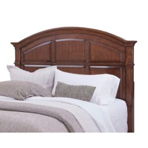 The Sedona Bedroom Collection is trending for a look that is rustic yet refined.  The distressed antique cinnamon cherry finish with rub through and detailed molding creates a sense of vintage charm in an up to date style.  You can rest easy with the Sedona Queen Headboard against the backdrop of the beautiful arched headboard featuring a multi-paneled design.  Design details include thick crown molding and sturdy construction using hardwood solids and Mango veneers ensures enjoyment for years to come.  Headboard attaches to a standard full or queen size metal bed frame (not included).  Bed requires the use of a mattress and box spring (sold separately).