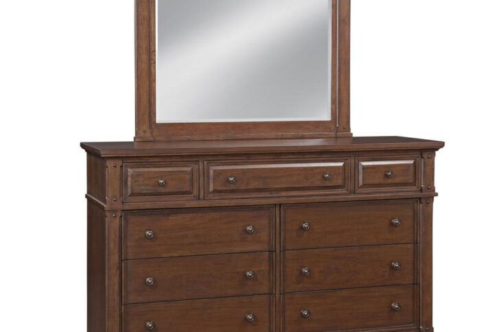 The Sedona Bedroom Collection is trending for a look that is rustic yet refined.  The distressed antique cinnamon cherry finish with rub through and detailed molding creates a sense of vintage charm in an up to date style.  Sturdily crafted of hardwood solids with Mango veneers and featuring drawers with English dovetail joinery and full extension ball bearing metal side guides for ease of operation.  Top drawers are felt lined to store your finer things and all drawer interiors are finished to prevent snagging.  Design details include return side molding and square
