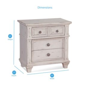 tapered and flared bun feet forming a lovely silhouette. The Sedona Nightstand features 3 drawers for nighttime storage.  The bottom drawer features dust proofing for added protection.