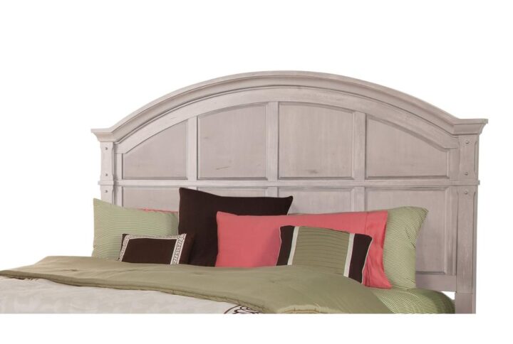 The Sedona Bedroom Collection is trending for a look that is rustic yet refined.  The distressed antique cobblestone white finish with rub through and detailed molding creates a sense of vintage charm in an up to date style.  You can rest easy with the Sedona Queen Headboard against the backdrop of the beautiful arched headboard featuring a multi-paneled design.  Design details include thick crown molding and sturdy construction using hardwood solids and mahogany veneers ensures enjoyment for years to come.  Headboard attaches to a standard full or queen size metal bed frame (not included).  Bed requires the use of a mattress and box spring (sold separately).