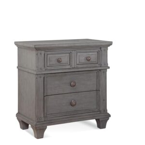 The Sedona Bedroom Collection is trending for a look that is rustic yet refined.  The distressed  heritage gray finish with rub through and detailed molding creates a sense of vintage charm in an up to date style.  Sturdily crafted of  hardwood solids with mahogany veneers and featuring drawers with English dovetail joinery and full extension ball bearing metal side guides for ease of operation.  Top drawers are felt lined to store your finer things and all drawer interiors are finished to prevent snagging.  Design details include return side molding and square