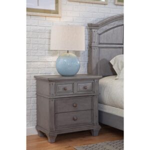 tapered and flared bun feet forming a lovely silhouette. The Sedona Nightstand features 3 drawers for nighttime storage.  The bottom drawer features dust proofing for added protection.