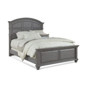 The Sedona Bedroom Collection is trending for a look that is rustic yet refined.  The distressed  heritage gray finish with rub through and detailed molding creates a sense of vintage charm in an up to date style.  You will rest easy in the Sedona King Bed against the backdrop of the beautiful arched headboard featuring a multi-paneled design.  Design details include thick crown molding and square