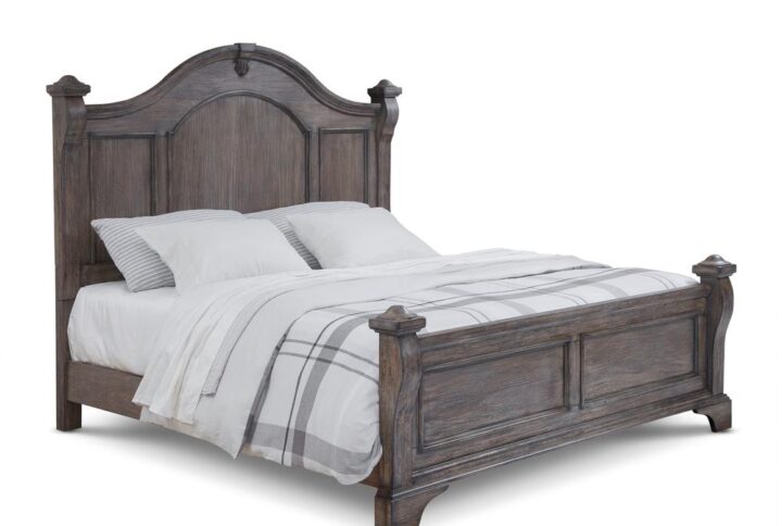 An heirloom is a timeless treasure that passes from generation to generation bringing each family member immeasurable joy through memories. The Heirloom Queen Poster Bed is a masterful piece of tradition that is finished in a distressed rustic charcoal  with rubbed through highlights. The decorative arched crown rail is reminiscent of late 17th century architecture. Its centered medallion shape decoration and magnificently curved posts nostalgically frame the decorative dome beading of the headboard and the adorning panels of the footboard. Enjoy a tradition of creating ageless family heirlooms with the Heirloom Queen Poster Bed.