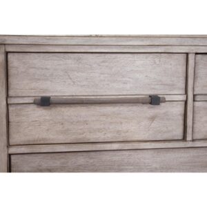 roller bearing side guides and finished drawer interiors to protect even your most important items.  Top drawer features a felt bottom.  This transitional design features elongated wood pulls with a metal bracket accent on Asian hardwoods and veneers that highlight the beauty of the wood grain.