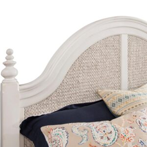 arched crown moldings with woven seagrass insets and turned finials adorning the posts.  Your purchase includes the panel headboard