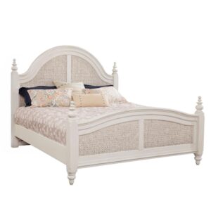 arched crown moldings with woven seagrass insets and turned finials adorning the posts.  Your purchase includes the panel headboard