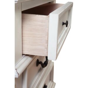 drawer interiors are finished and the top drawer is felt lined to protect your finer things.   Purchase includes nightstand only.