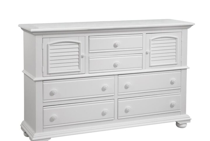 Bring instant charm and warmth to your bedroom with Cottage Traditions’ high dresser from American Woodcrafters. The high dresser