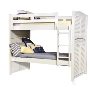 Give them a space of their own they will never outgrow with Cottage Traditions Twin Bunk Bed from American Woodcrafters. Finished in eggshell white