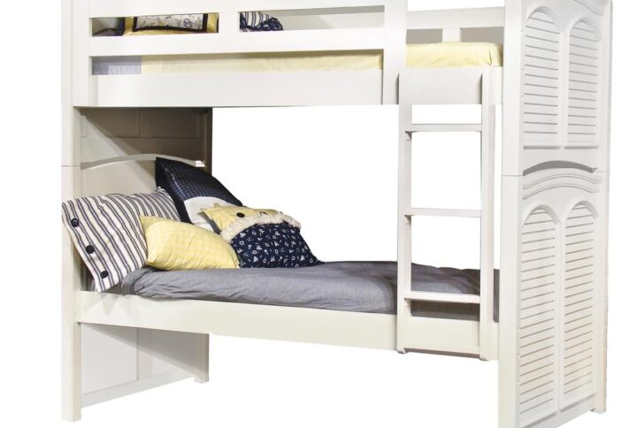 Give them a space of their own they will never outgrow with Cottage Traditions Twin Bunk Bed from American Woodcrafters. Finished in eggshell white