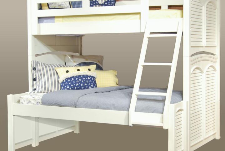 Give them a space of their own they will never outgrow with Cottage Traditions Twin Over Full Bunk Bed from American Woodcrafters. Finished in eggshell white