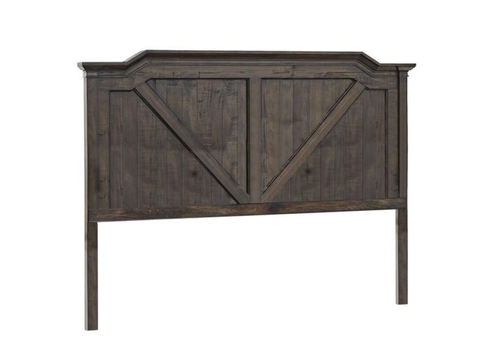 The roughhewn look and planked case tops combine with a smooth finish to create the rustic elegance of the Farmwood Bedroom Collection. The Queen Panel Headboard design details include timberframe raised panels resembling barn door construction.  Your purchase includes one headboard only.