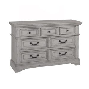 The warm and welcoming Stonebrook Youth Bedroom collection is scaled perfectly for smaller spaces.  The Antique Gray finish is lightly distressed giving character to this well crafted collection.  The Stonebrook Double Dresser features 7 drawers for abundant storage along with detailed molding and hammered metal knobs and drawer pulls.  To prevent snagging