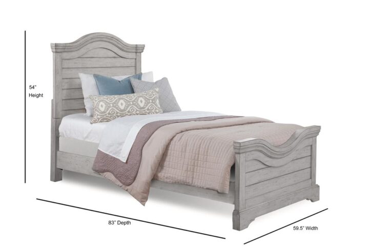 The warm and welcoming Stonebrook Youth Bedroom collection is scaled perfectly for smaller spaces. The Antique Gray finish is lightly distressed giving character to this well crafted collection.  The Full Panel Bed features an arched and planked headboard with thick molding detail.   The footboard adds interest and individuality with its planked and inverted arch design.   Purchase includes Full Headboard